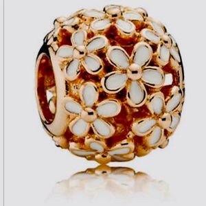 Pandora Rose gold Darling Daisy White Enamel bead